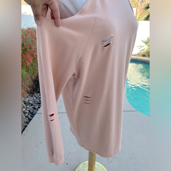 Soft Pink Distressed Ripped Sweater - Picture 5 of 8